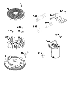 Flywheel, Ignition, And Starter Group Diagram and Parts List for 40N877-0046-B5  Briggs and Stratton Engine